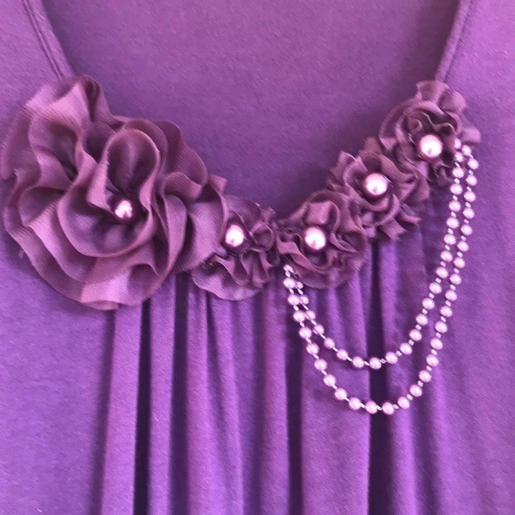 Andrea Purple Beaded Rosette  Blouse - Picture 2 of 8